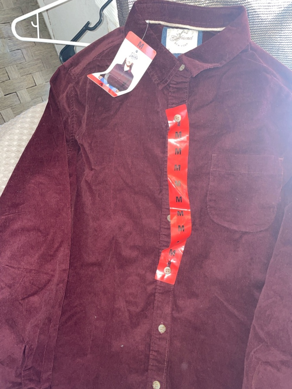 JACHS Girlfriend Women's Corduroy Button-Down Shirt in Burgundy
